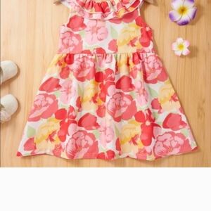 Pink and Yellow Floral Kids Girl Dress